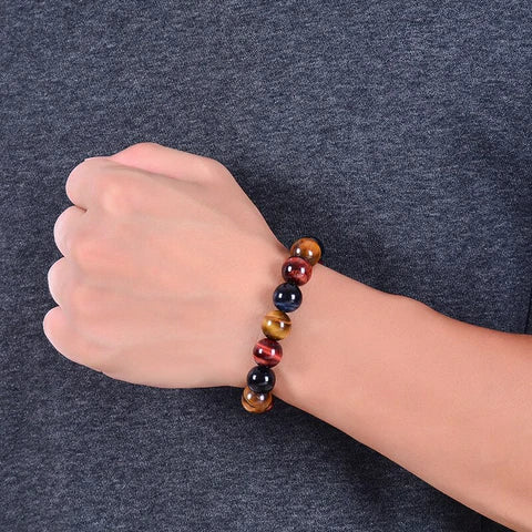 Bracelet "Oeil Multiple" en Oeil de Tigre, Oeil de Taureau & Oeil de Faucon