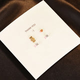 Lot de 4 boucles d'oreilles ours et cœur en argent 925 Enfant