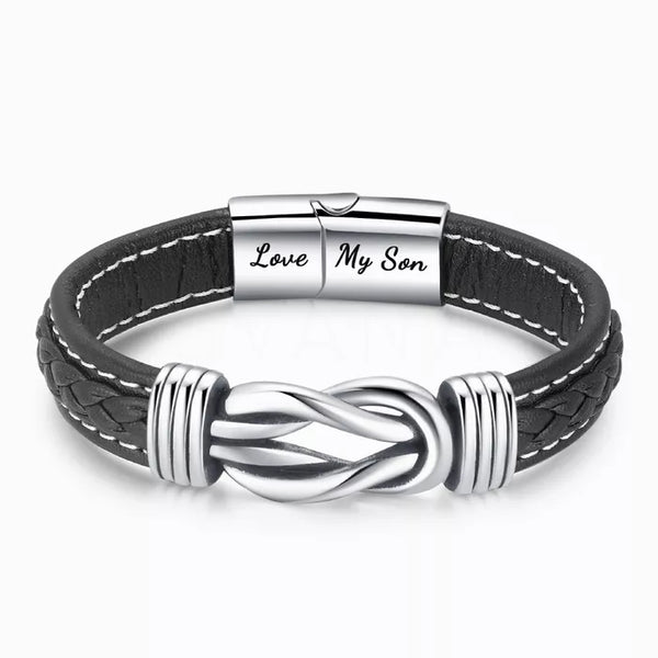 Bracelet en cuir tressé "Love my son"