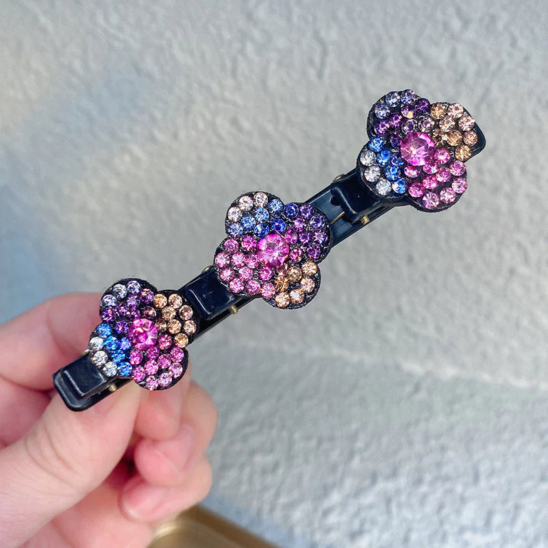 Barrette à Cheveux Latérale à Trois Fleurs 4 pièces