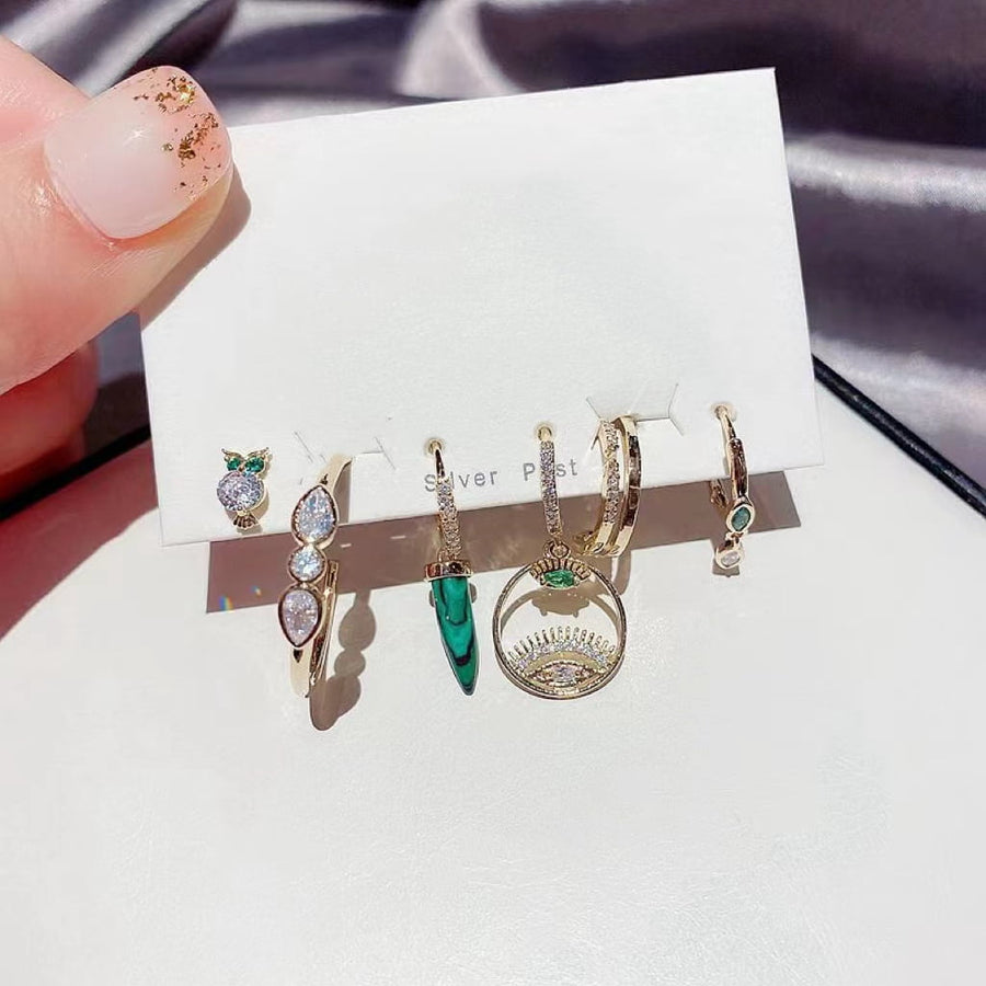 Ensemble de boucles d'oreilles 6 pièces en malachite