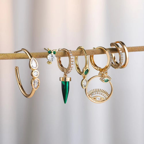 Ensemble de boucles d'oreilles 6 pièces en malachite