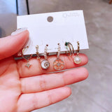 6pcs créoles de boucles d'oreilles en perle naturelle