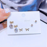 6pcs clous de boucle d'oreille en forme de larme Zircon super brillant