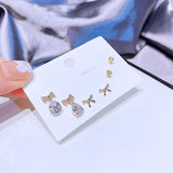 6pcs clous de boucle d'oreille en forme de larme Zircon super brillant
