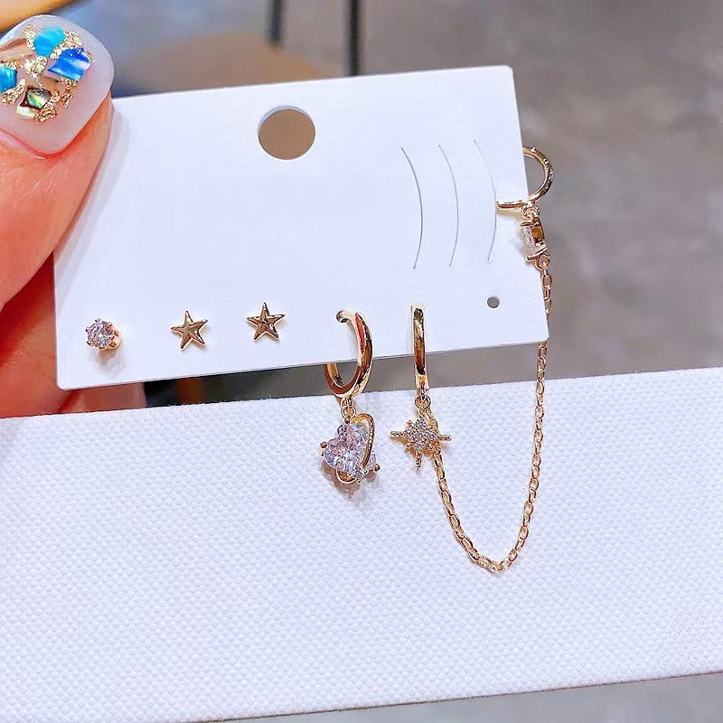 Ensemble de boucles d'oreilles Star Heart 5pcs