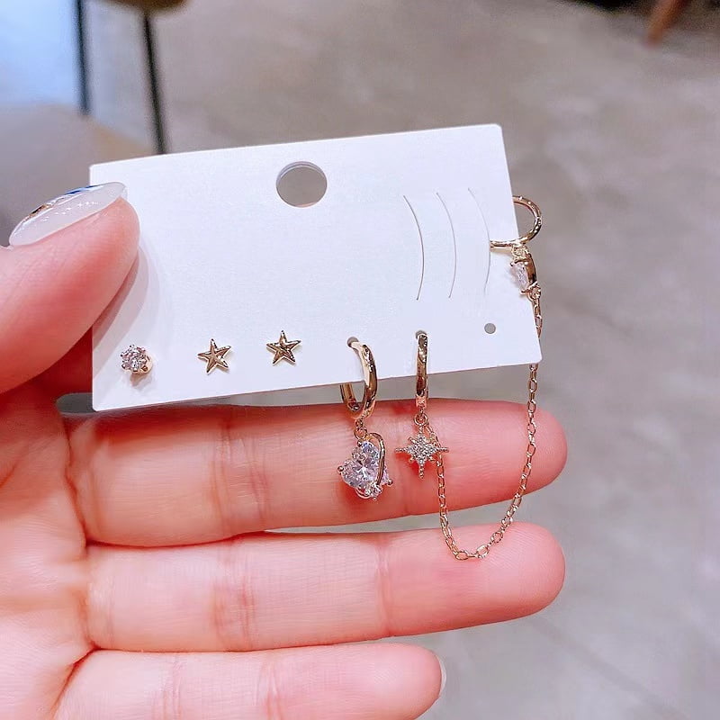 Ensemble de boucles d'oreilles Star Heart 5pcs
