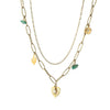 Collier Acier Inoxydable double Couches pierre d'amazonite