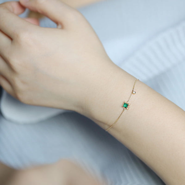 Bracelet en argent 925 zircon vert