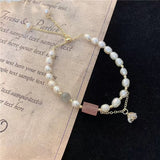 Perle d'eau douce, quartz fraise, labradorite