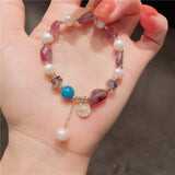 Bracelet à breloques étoile d'améthyste perle d'eau douce