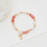 Bracelet Fleur Papillon Quartz Rose