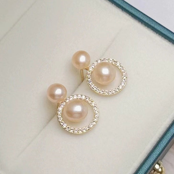 Boucle d'oreille cercle de perle d'eau douce