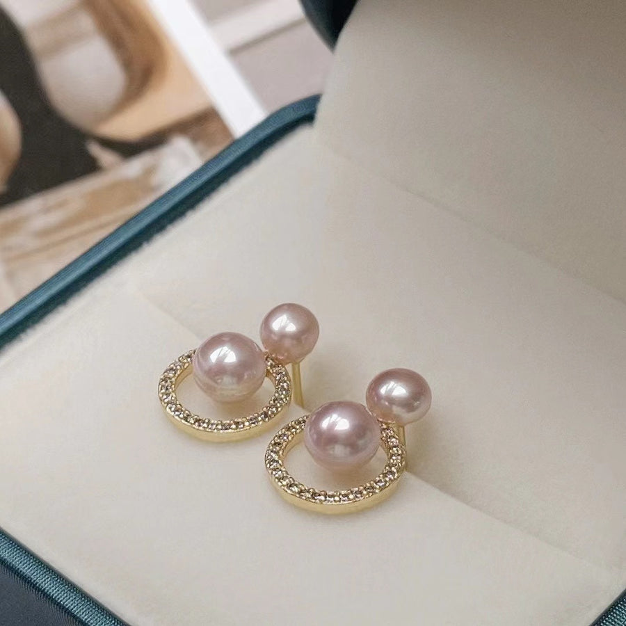 Boucle d'oreille cercle de perle d'eau douce