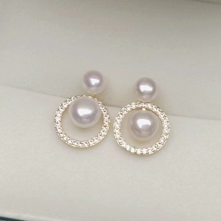 Boucle d'oreille cercle de perle d'eau douce