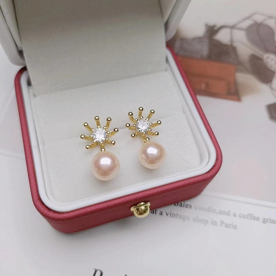 Boucles d'oreilles fleur perle d'eau douce