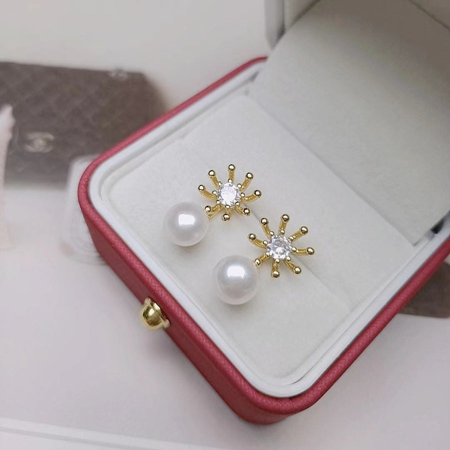 Boucles d'oreilles fleur perle d'eau douce