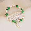 Bracelet Fleur de perle d'eau douce et pierre de jade 