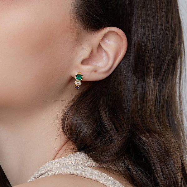 Boucles d'oreilles en argent 925 Zircon vert
