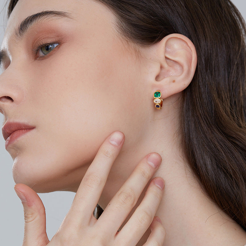 Boucles d'oreilles en argent 925 Zircon vert