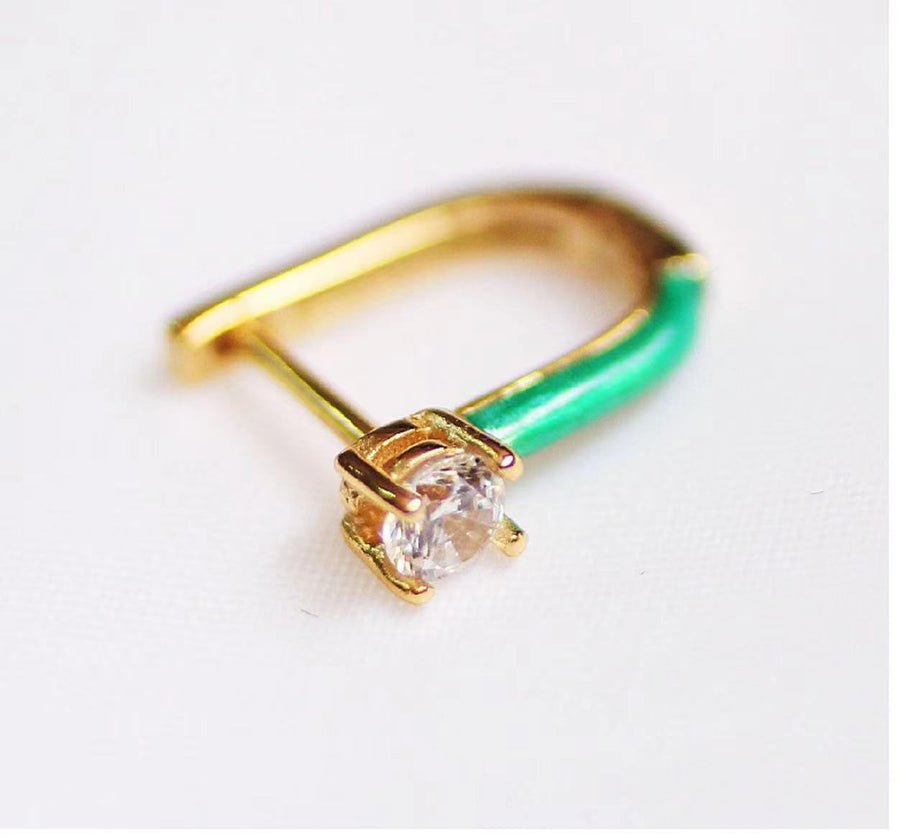 Boucle d'oreille Zircon en forme de U en argent 925