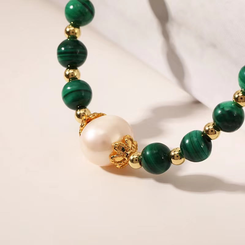 Bracelet réglable en malachite verte
