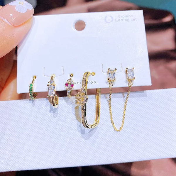 5 pcs Zircon Serpent Boucles D'Oreilles Cerceaux