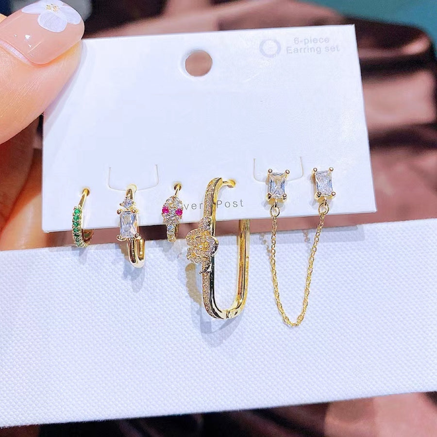5 pcs Zircon Serpent Boucles D'Oreilles Cerceaux