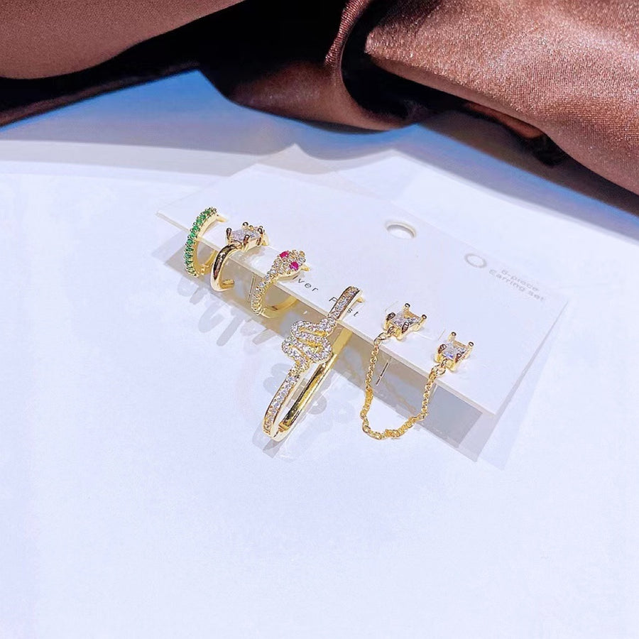5 pcs Zircon Serpent Boucles D'Oreilles Cerceaux