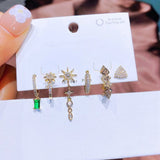 Ensemble de 6 créoles de clous d'oreilles Star Spikes