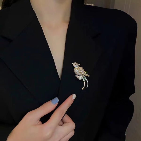 Broche Perroquet Zircon
