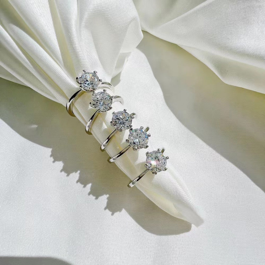 Bague ajustable en argent 925 avec zircone 1 carat