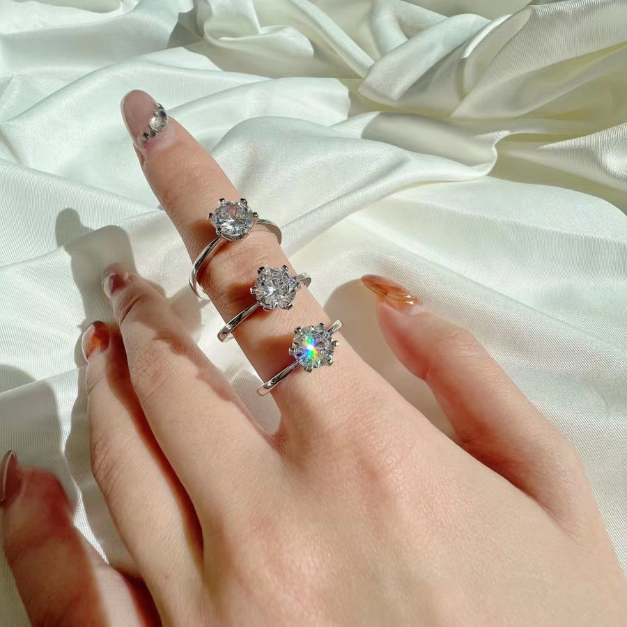 Bague ajustable en argent 925 avec zircone 1 carat