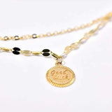 Bracelet de cheville bonne chance double couche en argent 925
