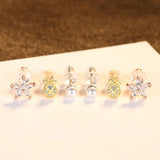 Ensemble de boucles d'oreilles 6pcs 925 Silver Tiara Pearl Pinwheel