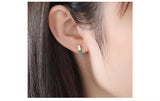Ensemble de 2 boucles d'oreilles en argent 925 en pierre de  malachite fleur