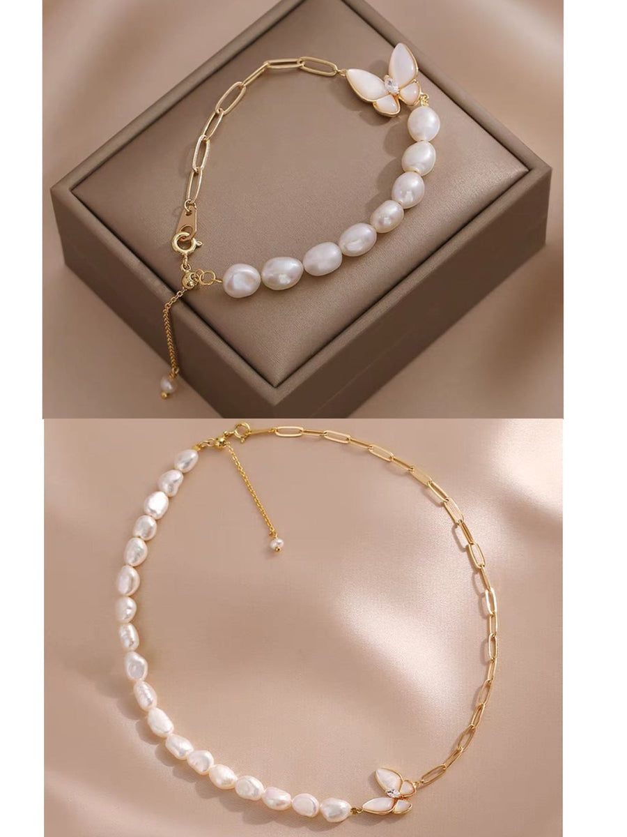Ensemble papillons en perle naturelle