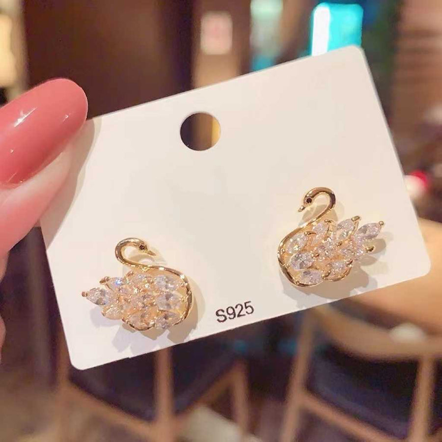 Boucle d'oreille cygne en zircone