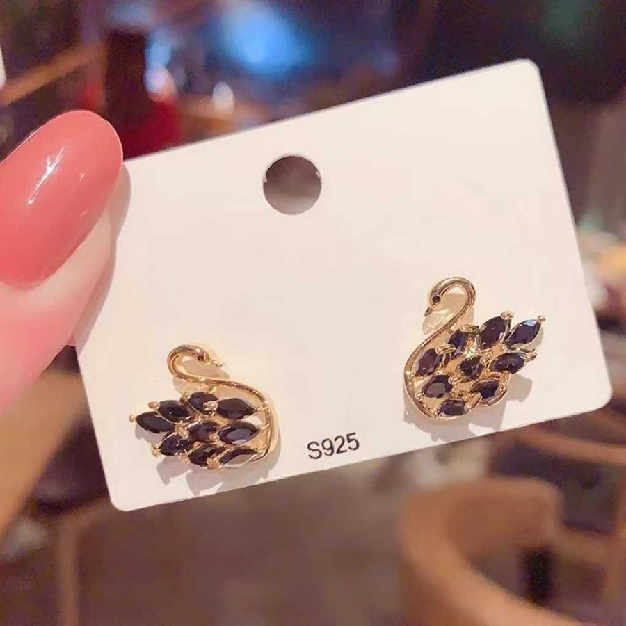 Boucle d'oreille cygne en zircone