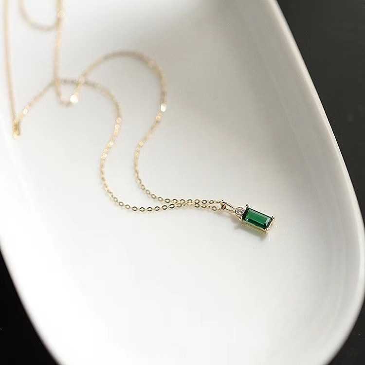Collier en argent 925 zircon vert olivia