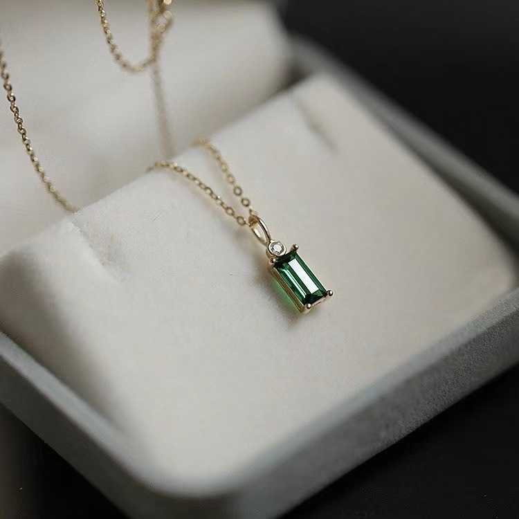 Collier en argent 925 zircon vert olivia