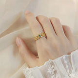 Bague ajustable dentelle émeraude en argent 925