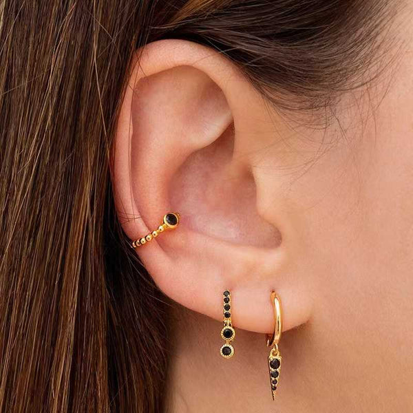 Ensemble de boucles d'oreilles 3 pièces noir
