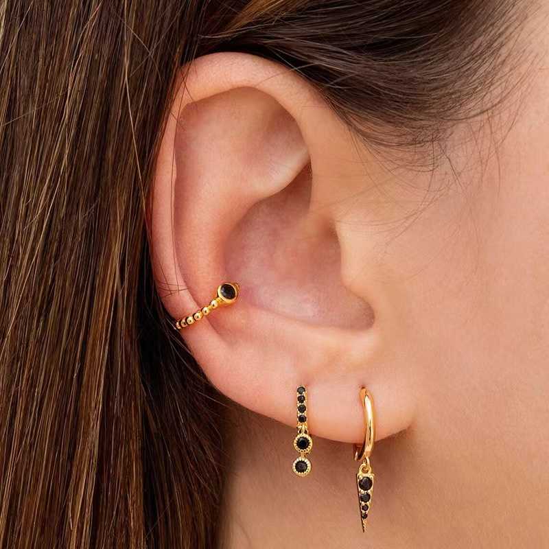Ensemble de boucles d'oreilles 3 pièces noir
