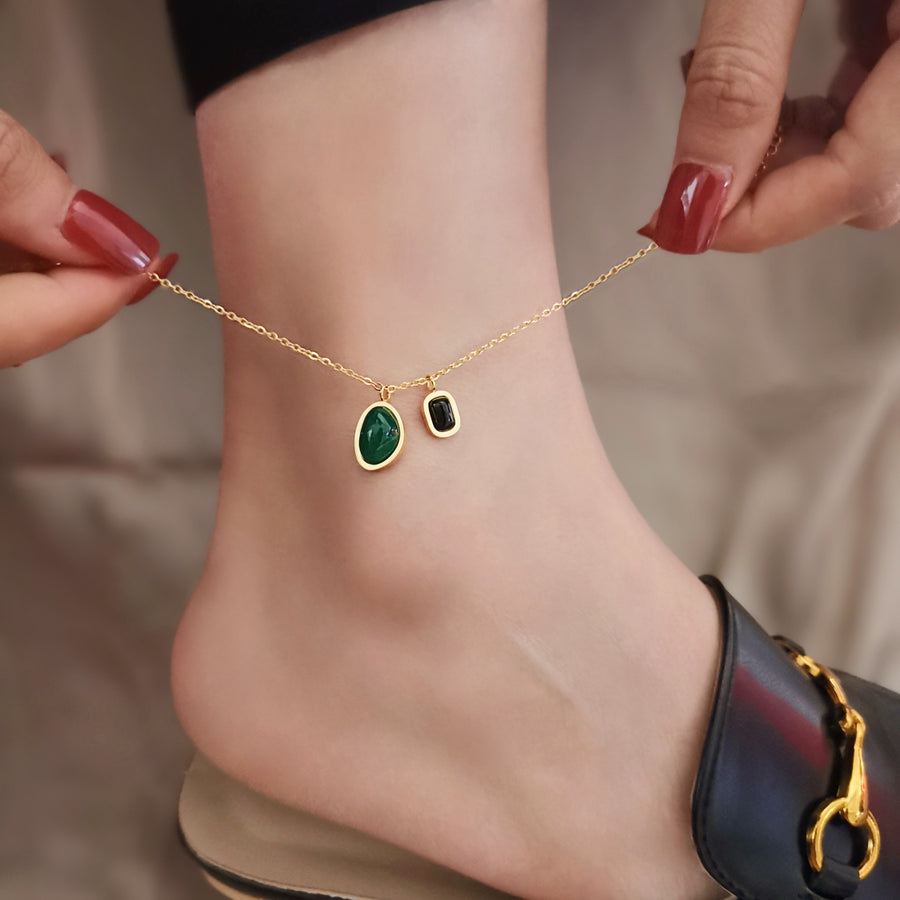 Ensemble collier et bracelet de cheville en acier inoxydable