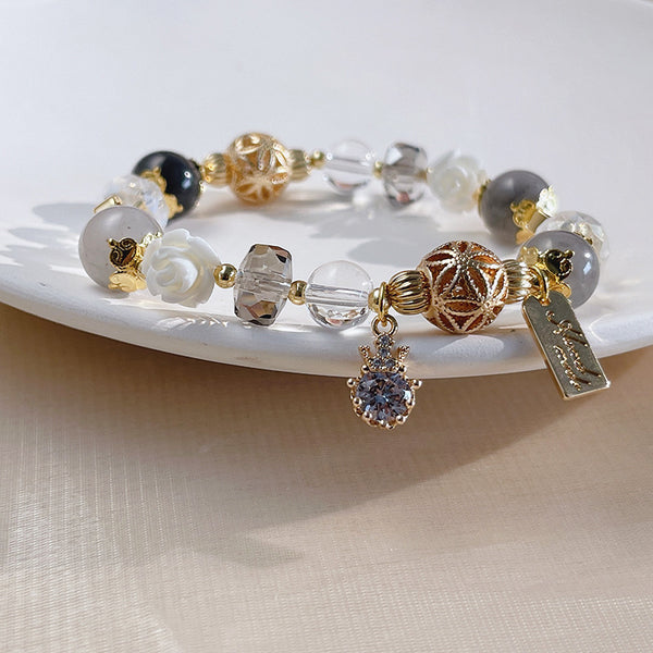 Bracelet ajustable  en fleur de quartz naturelle 