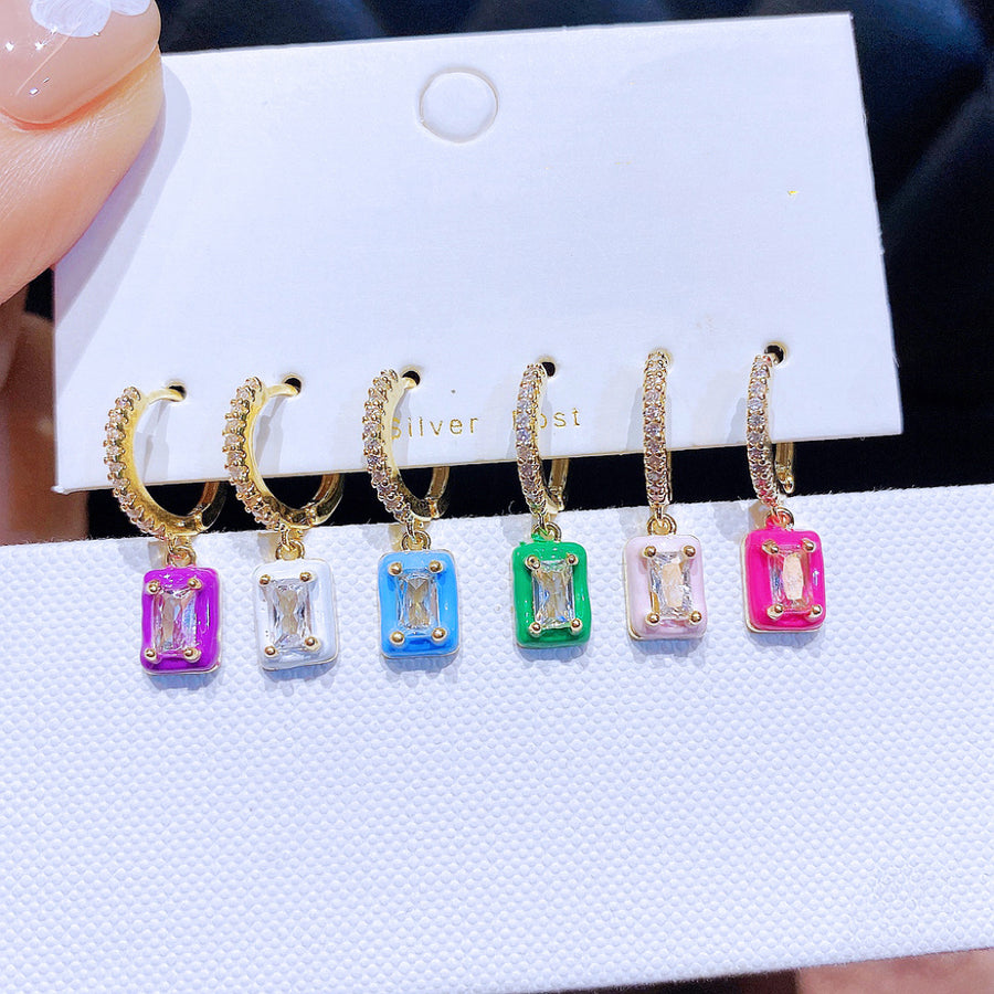Ensemble de 6 boucles d'oreilles rectangulaires Candy Love