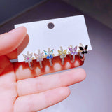 Ensemble de manchette de boucles d'oreilles papillon 6 pièces