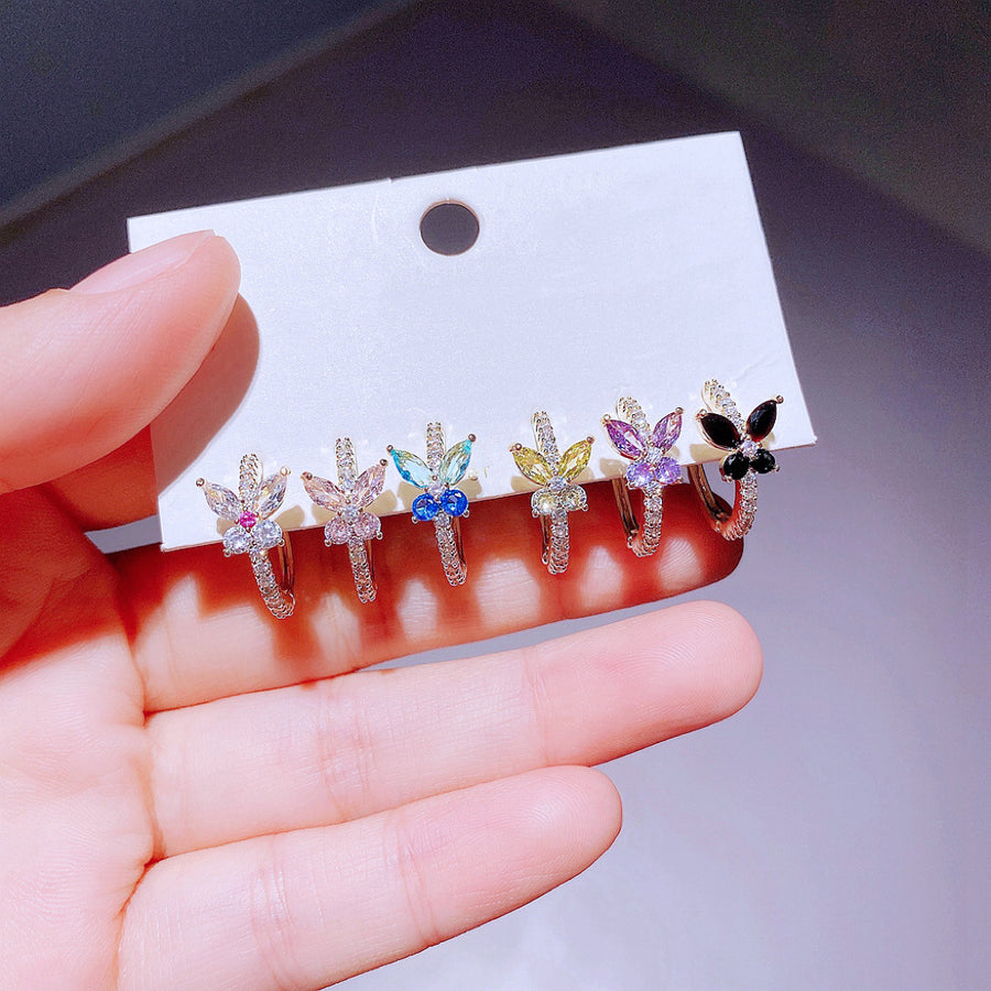 Ensemble de manchette de boucles d'oreilles papillon 6 pièces