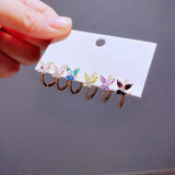 Ensemble de manchette de boucles d'oreilles papillon 6 pièces